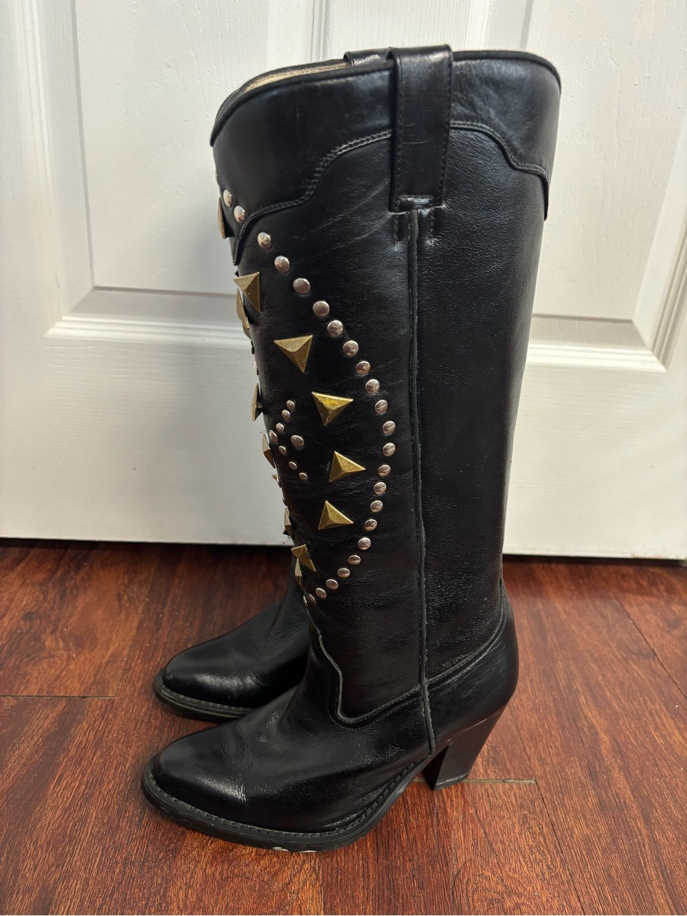 Jeffrey Campbell Frontier Boho Western Black Heel Boots Size 7